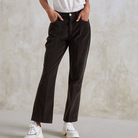 Brunello Cucinelli Monili Tab Jean Corduroy Kick Flare Dark Brown Size 8 - Picture 1 of 10